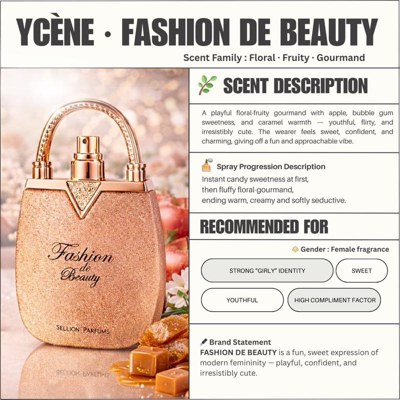 FASHION DE BEAUTY - YCÈNE FASHION Collection Luxurious 80ML Female EDP Perempuan Perfume with 5-8Hours Long Lasting Fragrance with dupe perfume Scents