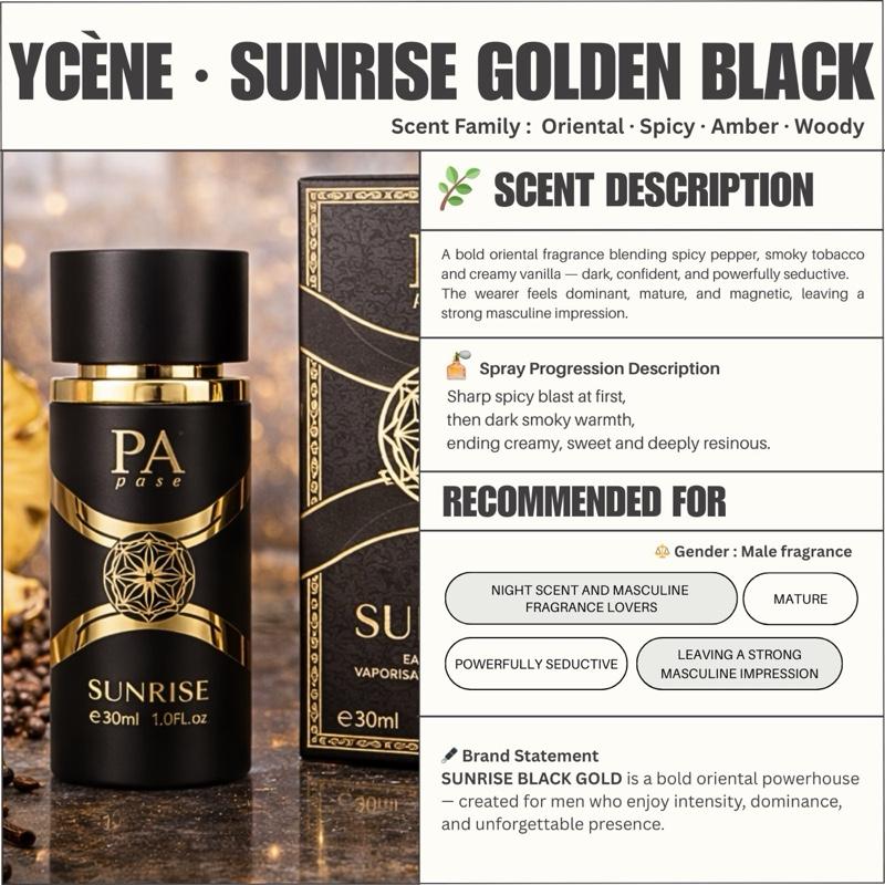 (TODAY SPECIAL) SUNRISE GOLDEN BLACK - Ycène SUNRISE Collection 30ML Luxurious Male EDP Lelaki Perfume with 5-8 Hours Long Lasting Fragrance with dupe perfume Scents