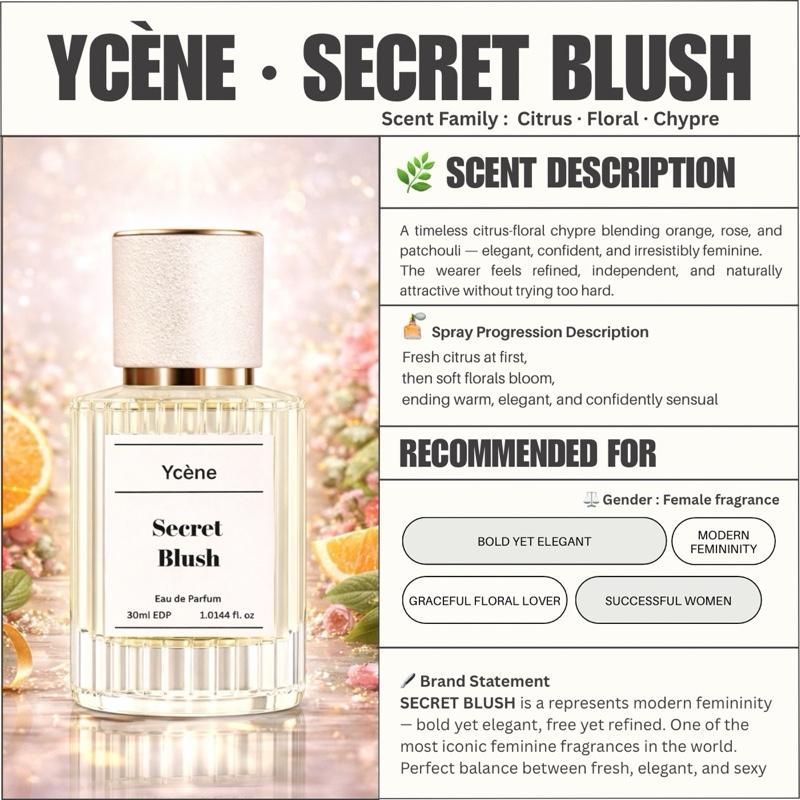 SECRET BLUSH- Ycène 30ML Luxurious Female’s EDP Perfume with 5-8-Hours Long Lasting Fragrance with dupe perfume Scents