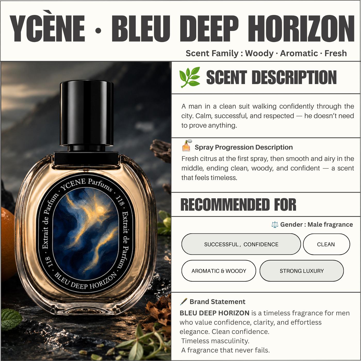 (TODAY SPECIAL) BLEU DEEP HORIZON [code118] - Ycène Collection Luxurious Male Extrait EDP Perfume with 5-8-Hours Long Lasting Fragrance with dupe perfume Scents