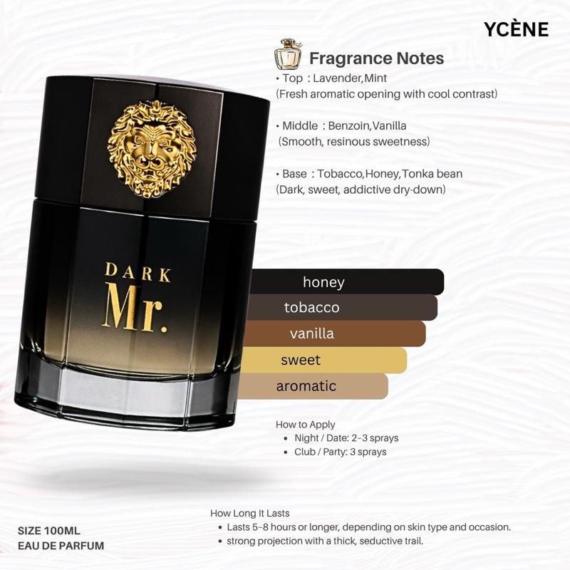 MR DARK - Ycène MR DARK Collection 100ML Luxurious Male EDP Lelaki Perfume with 5-8 Hours Long Lasting Fragrance with dupe perfume Scents SELLION