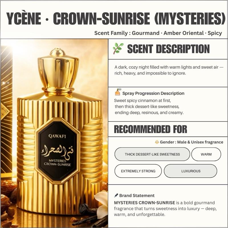 (NEW) CROWN SUNRISE - Ycène MYSTERIES Collection Luxurious Male EDP Lelaki Perfume with 5-8 Hours Long Lasting Fragrance with dupe perfume Scents QAWAFI
