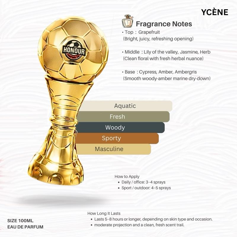 (TODAY SPECIAL) - GOLD VICTORY Ycène HONOUR EUROPEAN CUP Collection Luxurious Male EDP Lelaki Perfume with 5-8 Hours Long Lasting Fragrance with dupe perfume Scents SELLION