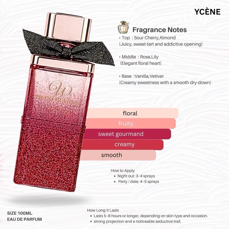 HONORABLE BLUSH - YCÈNE HONORABLE Collection 100ML Luxurious Female EDP Perempuan Perfume with 5-8 Hours Long Lasting Fragrance with dupe perfume Scents