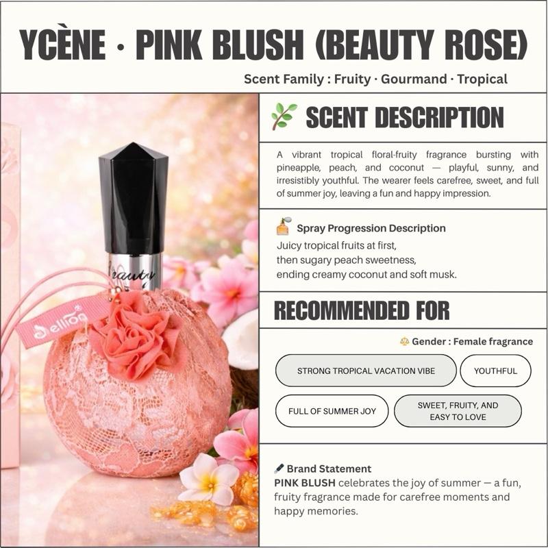 PINK BLUSH - Ycène BEAUTY ROSE Collection Luxurious Female EDP Perempuan Perfume with 5-8 Hours Long Lasting Fragrance with dupe perfume Scents SELLION