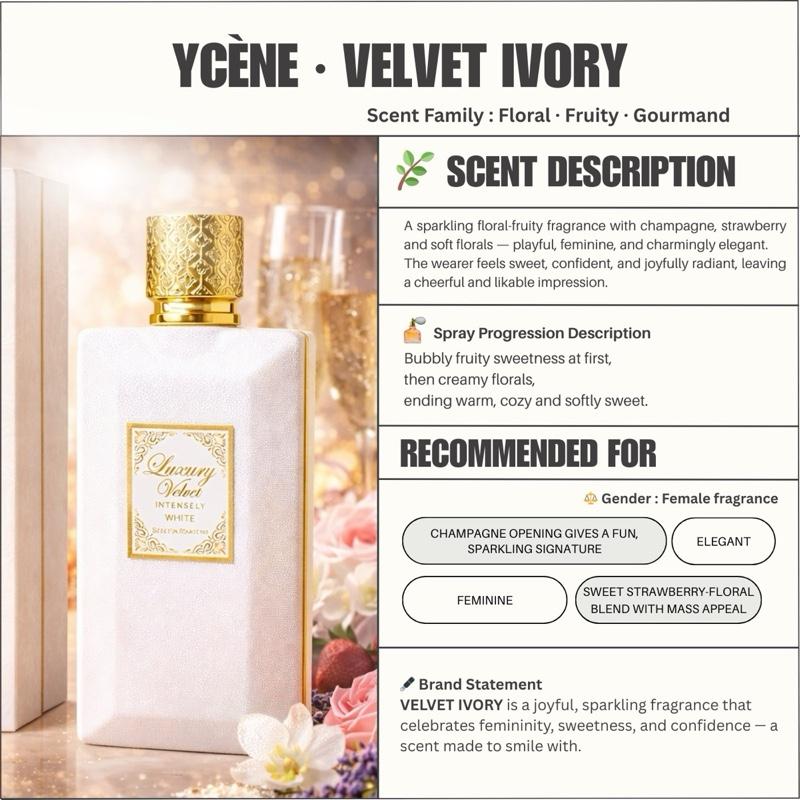 LUXURY VELVET IVORY - Ycène VELVET Collection Luxurious Female EDP Perempuan Perfume with 5-8 Hours Long Lasting Fragrance with dupe perfume Scents SELLION