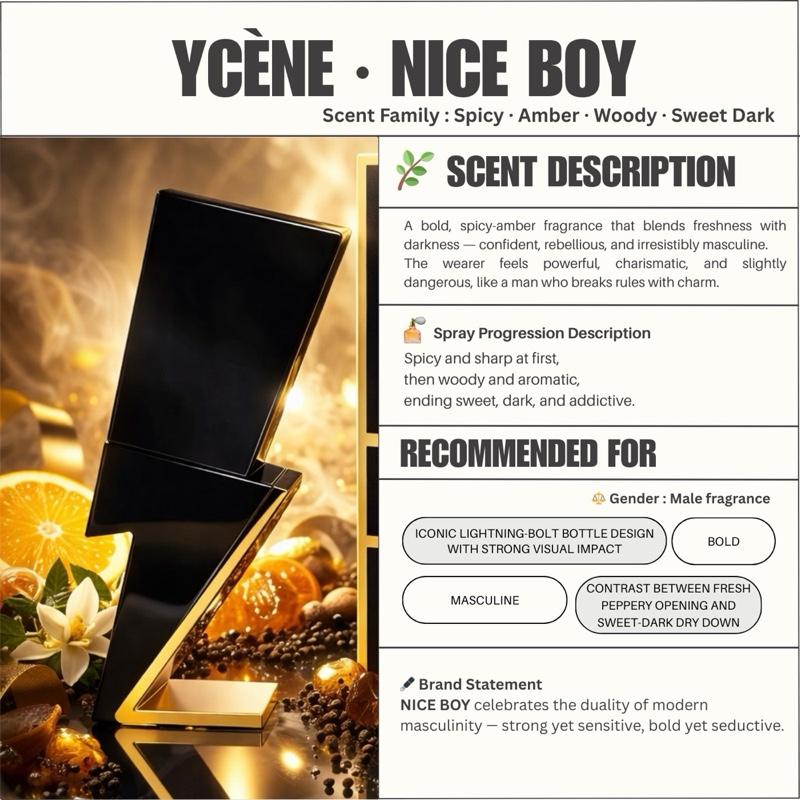 GOLDEN BLACK NICE BOY - Ycène NICEBOY Collection Luxurious Male EDP Lelaki Perfume with 5-8 Hours Long Lasting Fragrance with dupe perfume Scents SELLION