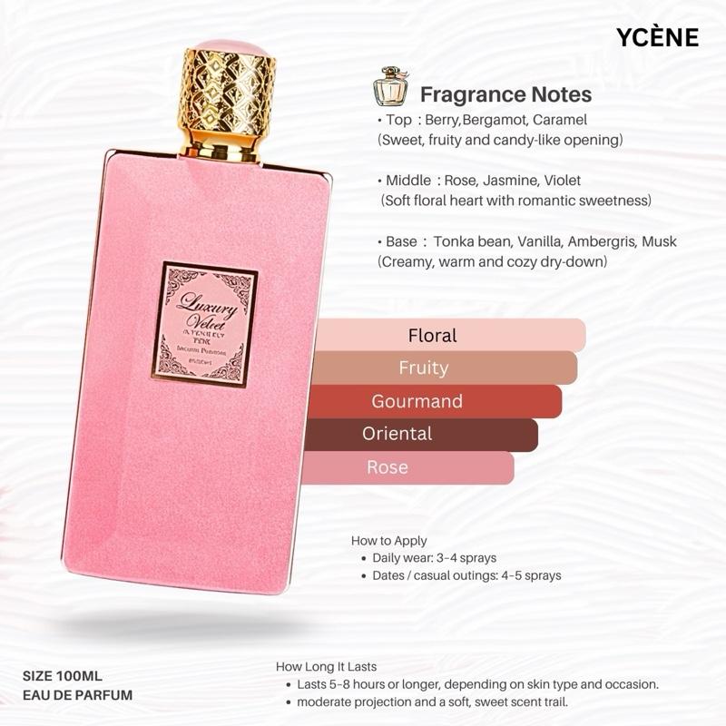 LUXURY VELVET BLUSH - Ycène VELVET Collection Luxurious Female EDP Perempuan Perfume with 5-8 Hours Long Lasting Fragrance with dupe perfume Scents SELLION