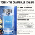 CHARM BLUE - Ycene CHARM Collection Luxurious Male EDP Perfume with 5-8 Hours Long Lasting Fragrance with dupe perfume Scents