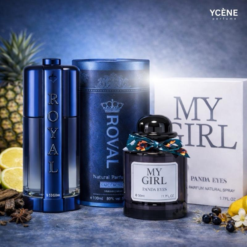 (TODAY SPECIAL) ROYAL BLUE & MYGIRL - Ycène ROYAL Collection Luxurious Male EDP Perfume with 5-8 Hours Long Lasting Fragrance with dupe perfume Scents SELLION
