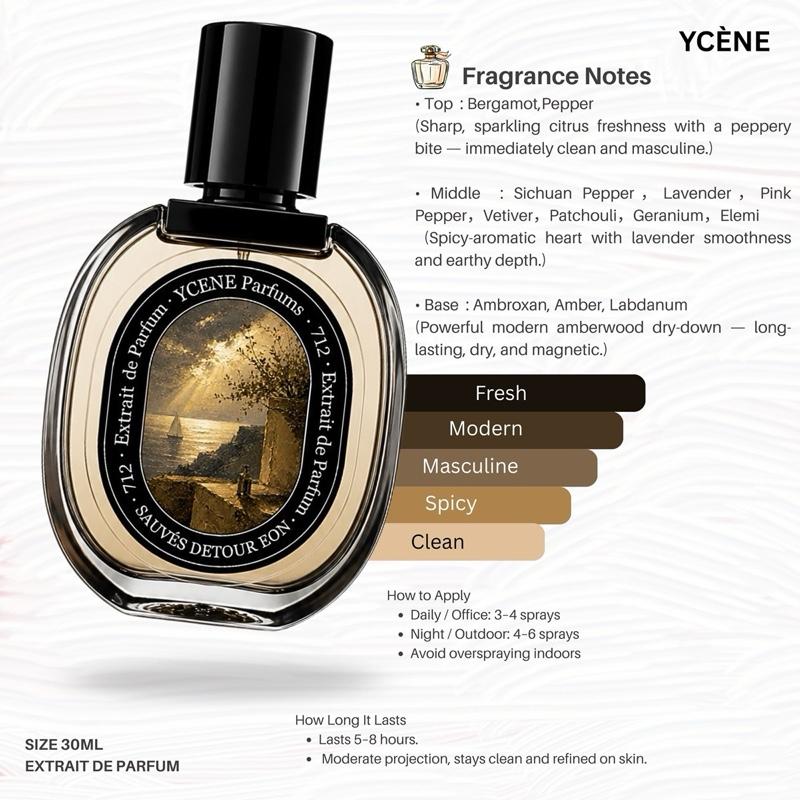 (TODAY SPECIAL) SAUVES DETOUR EON [code 712] - Ycène Collection Luxurious Male Extrait EDP Perfume with 5-8-Hours Long Lasting Fragrance with dupe perfume Scents
