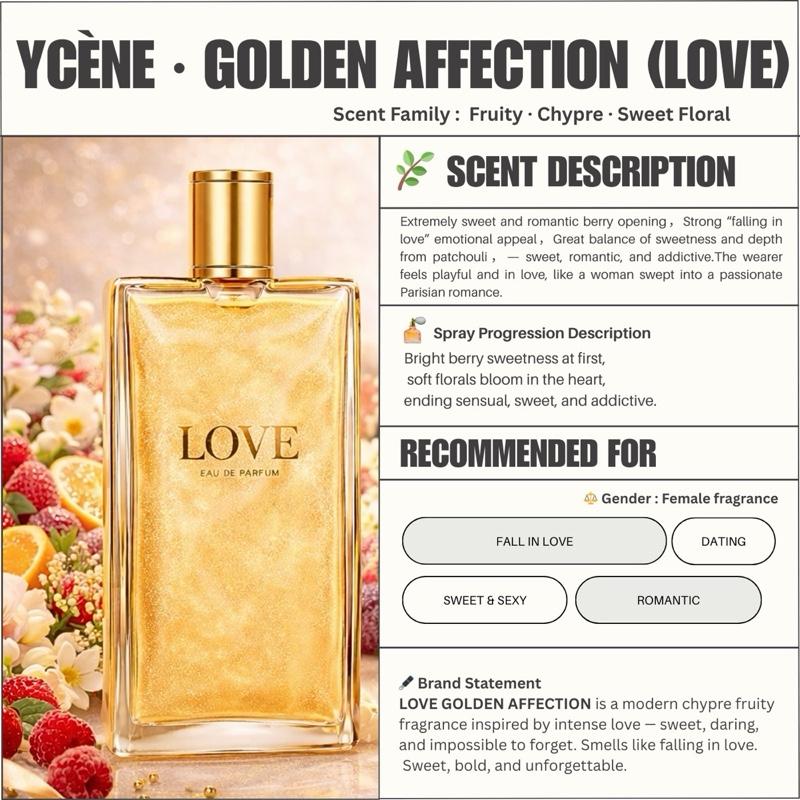 GOLDEN LOVE - YCÈNE LOVE Collection Luxurious 100ML Female EDP Luxury Quality Perfume with 5-8 Hours Long Lasting Fragrance with dupe perfume Scents