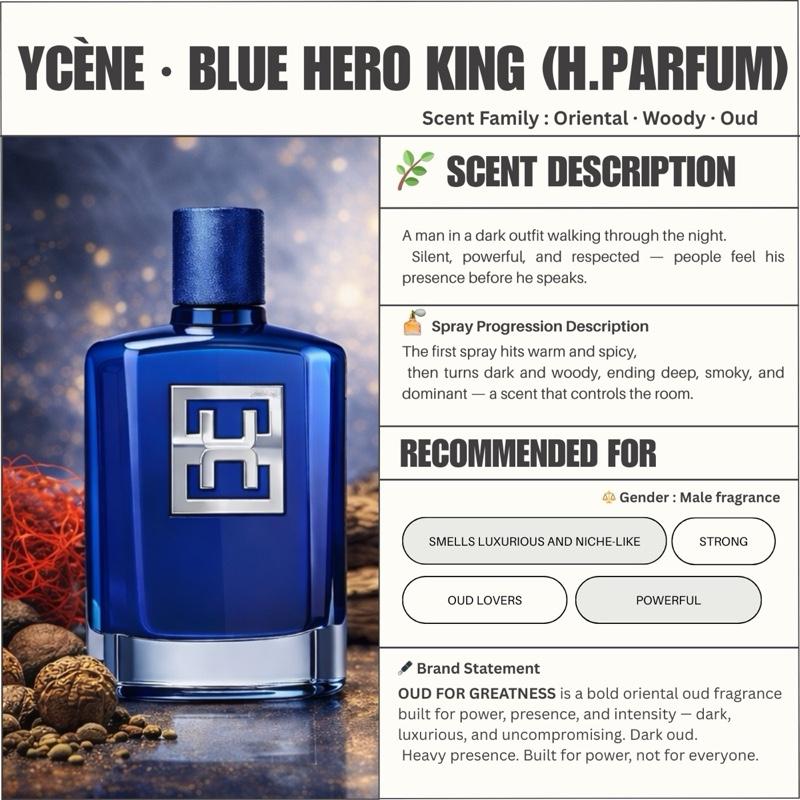 BLUE HERO - Ycene H.Parfum Collection Luxurious Male EDP Perfume with 5-8 Hours Long Lasting Fragrance with dupe perfume Scents
