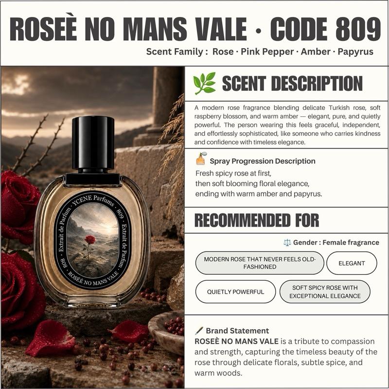 (TODAY SPECIAL) ROSEE NO MANS VALE [code809] - Ycène Collection Luxurious Female Extrait EDP Perfume with 5-8-Hours Long Lasting Fragrance with dupe perfume Scents