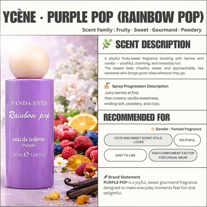 PURPLE POP - Ycène RAINBOW POP Collection Luxurious Female EDP Perempuan Perfume with 5-8 Hours Long Lasting Fragrance with dupe perfume Scents SELLION