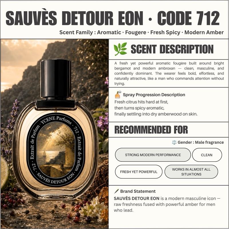 (TODAY SPECIAL) SAUVES DETOUR EON [code 712] - Ycène Collection Luxurious Male Extrait EDP Perfume with 5-8-Hours Long Lasting Fragrance with dupe perfume Scents