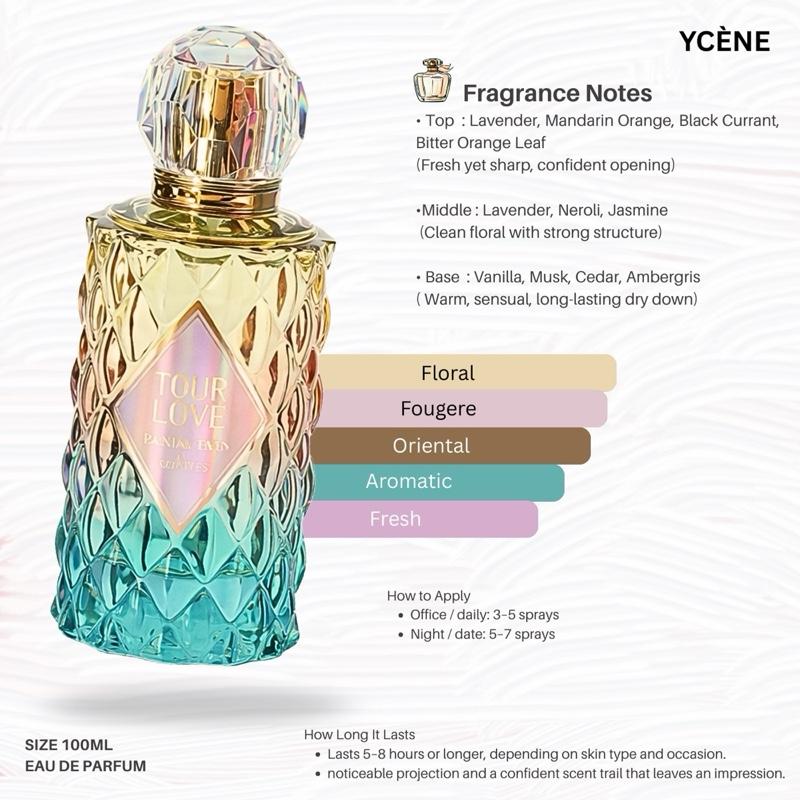 TOUR LOVE - YCÈNE PANDAEYES Collection 100ML Luxurious Female EDP Perempuan Perfume with 5-8Hours Long Lasting Fragrance with dupe perfume Scents