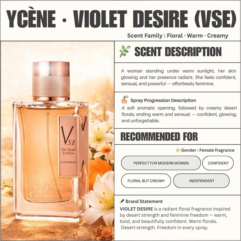VIOLET DESIRE- Ycene VSE Collection Luxurious Female EDP Luxury Quality Perempuan Perfume with 5-8 Hours Long Lasting Fragrance with dupe perfume Scents SELLION